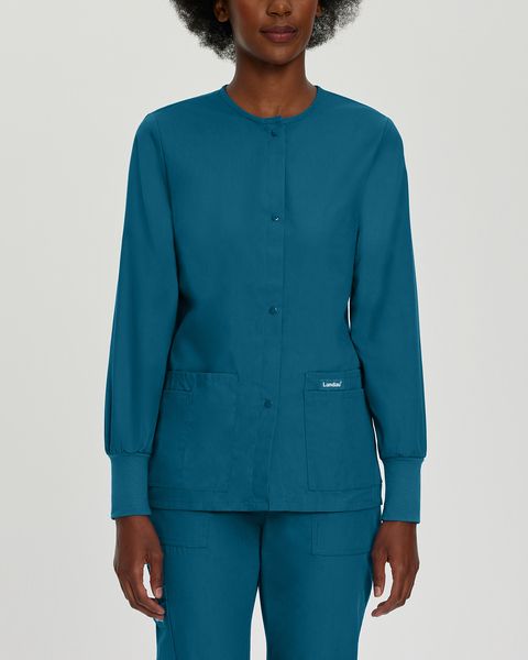 Landau Essentials Women's 4-Pocket Warm-Up Scrub Jacket 7525