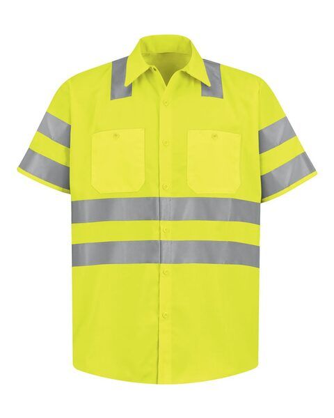 Men's Tall High Visibility Safety Short Sleeve Work Shirt - SS24HVT
