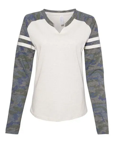 Women's Fine Jersey Mash Up Long Sleeve T-Shirt - 3534